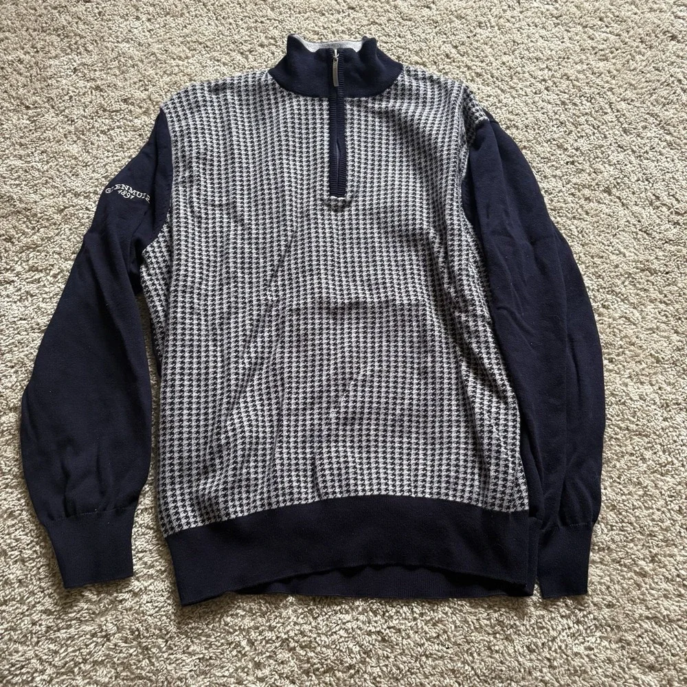 Glenmuir 1/4 Zip Sweeter‎ Pullover Golf Men's XL Gray Multi Color Preppy Pattern